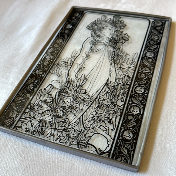 Art Nouveau style glass display part panel 6” x 4” Women bathing - Picture 2 of 7
